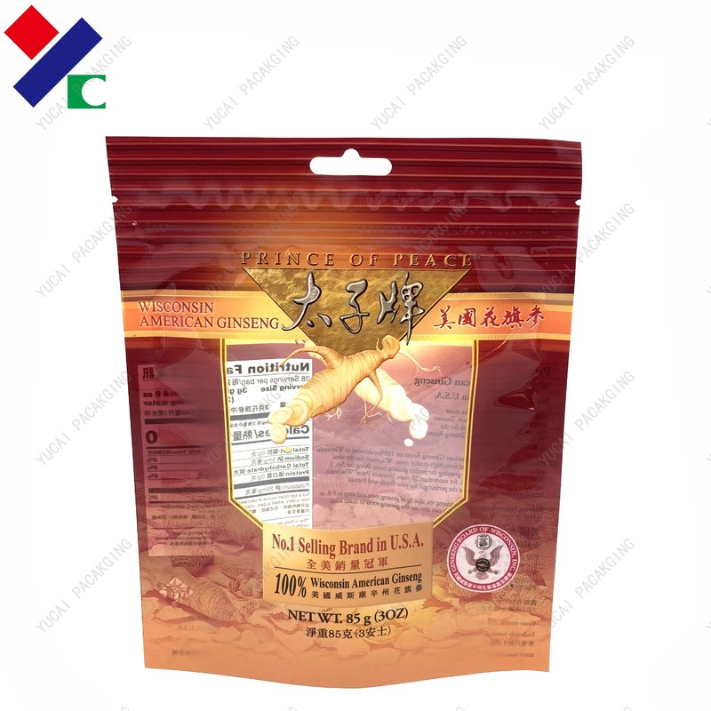 40 Microns Three Side Seal Pouch with hang hole Food Grade Packaging Bag